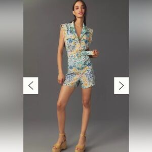 Ranna Gill Sleeveless Collared Linen Romper